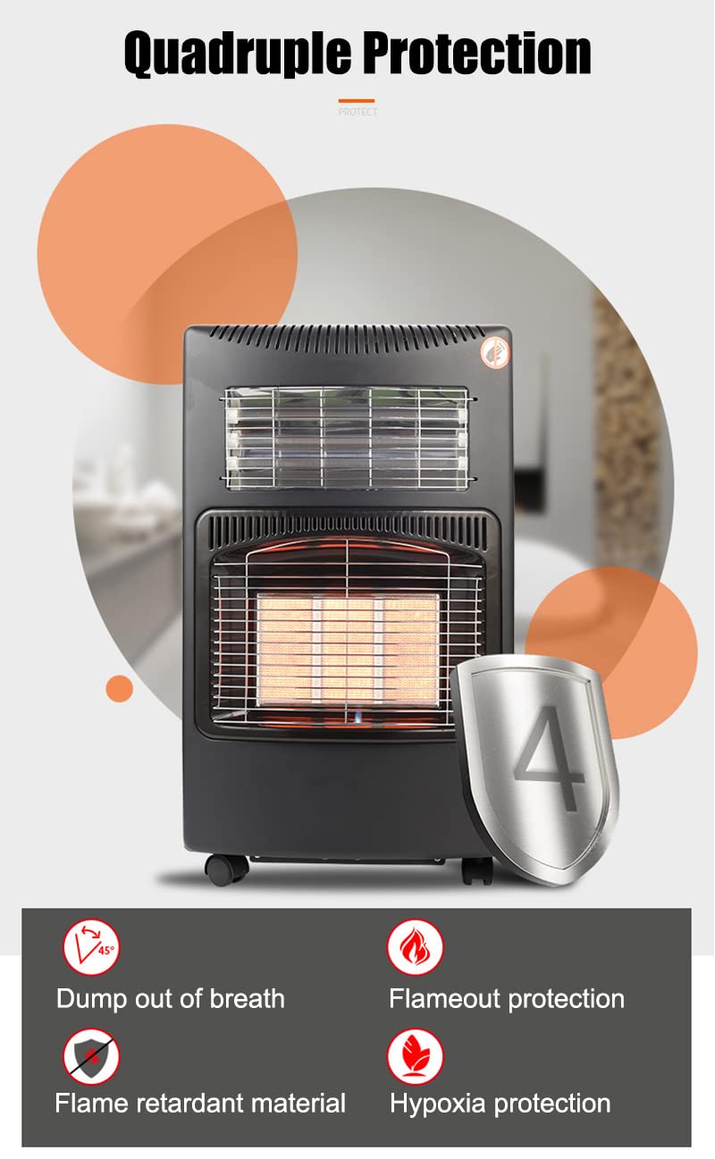 The Fellie Portable Calor Gas Heater, Room Electric Heater 2 in 1  Adjustable 4.2KW Butane Cabinet Heater with Wheels Indoor Outdoor, Hose and  Regulator for Home Camping, 42x36x73cm, Black : Amazon.co.uk: Garden
