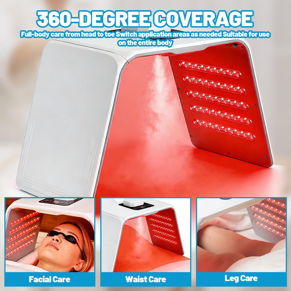 Maschera viso a LED, lampada a luce rossa, 7 colori, corpo rosso, terapia della luce rossa, terapia della luce rossa per la casa e il salone