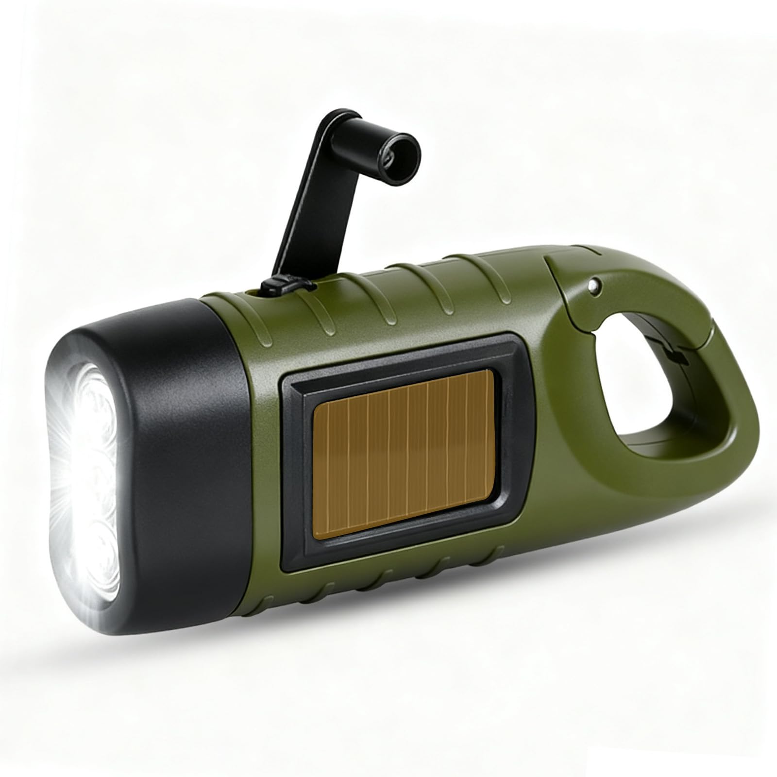 Lot De 2 Lampes De Poche à Manivelle LED Rechargeables Solaires - Mini Dynamo Avec Mousqueton Pour Camping Et Urgences