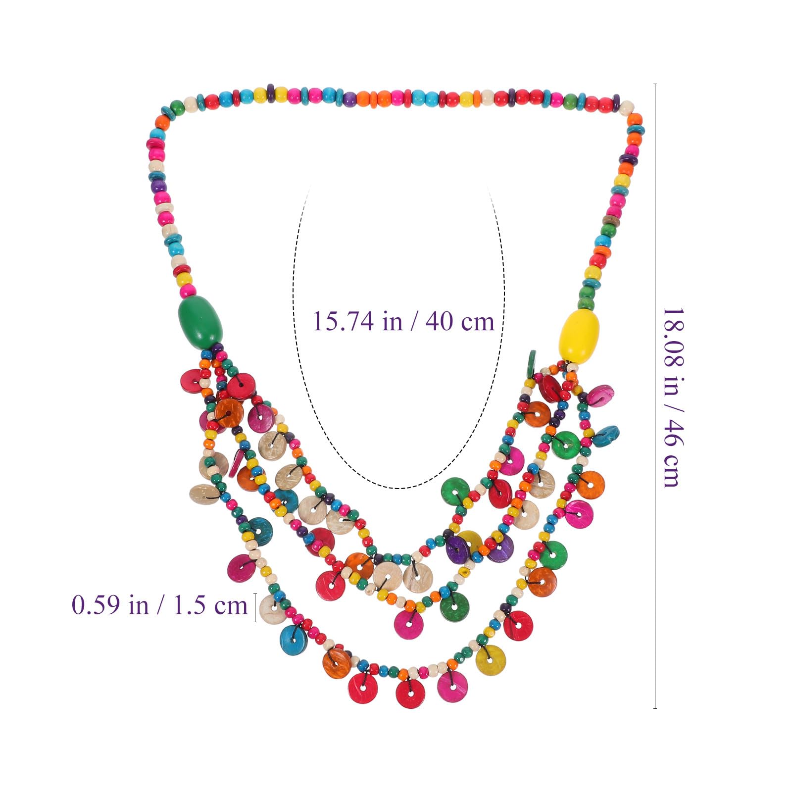 Abaodam Collana Perline di Legno e Guscio di Cocco Donna Bohemien Colore Casuale Lavorazione Fine e Ciondolo Unico, Stile Estivo da Spiaggia per Uso Quotidiano