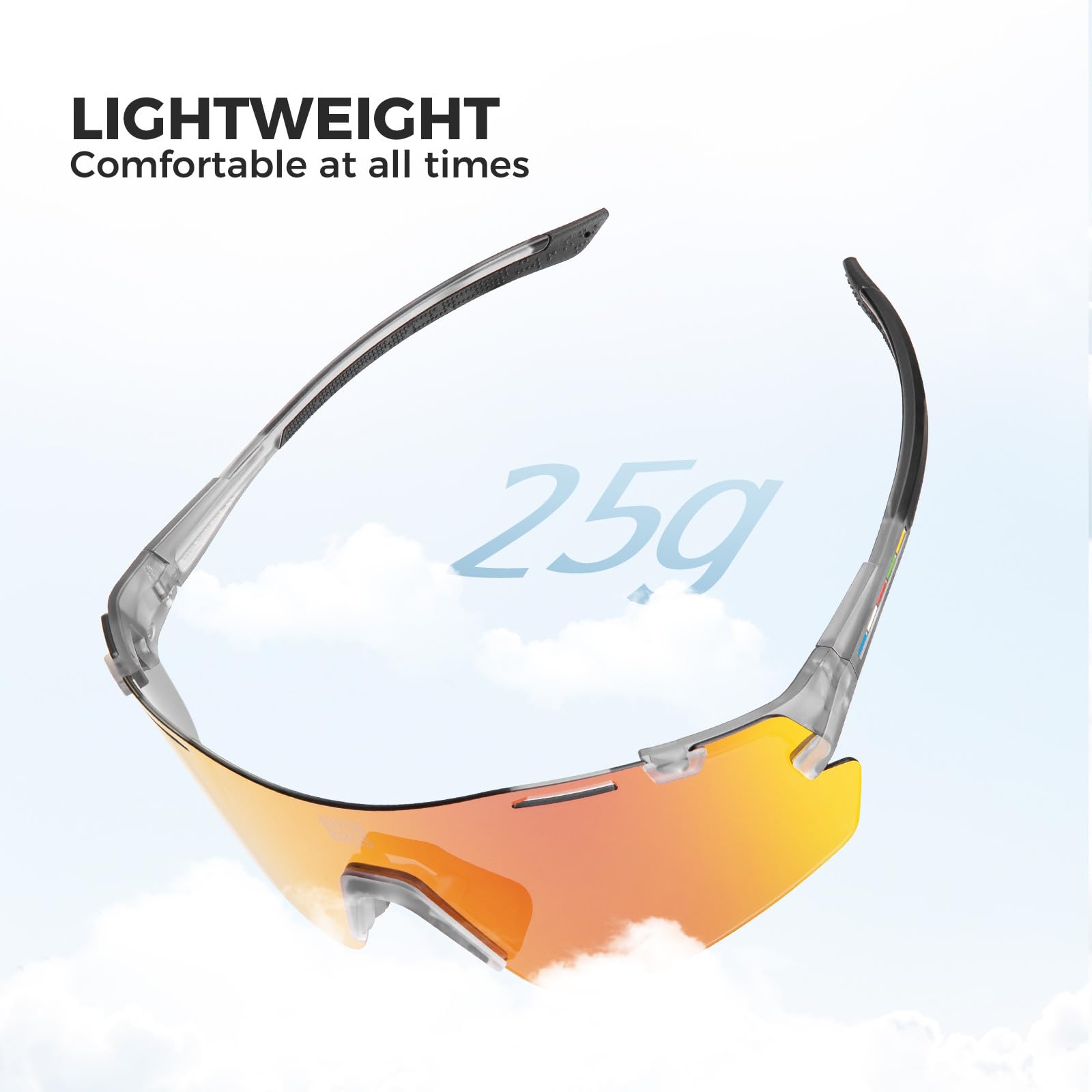ROCKBROS Road to Sky Fahrradbrille Überbrille Polarisiert Photochrome Radsportbrille für Damen Herren mit UV400 Schutz TR90 Rahmen für Outdoor Sport Radfahren Laufen