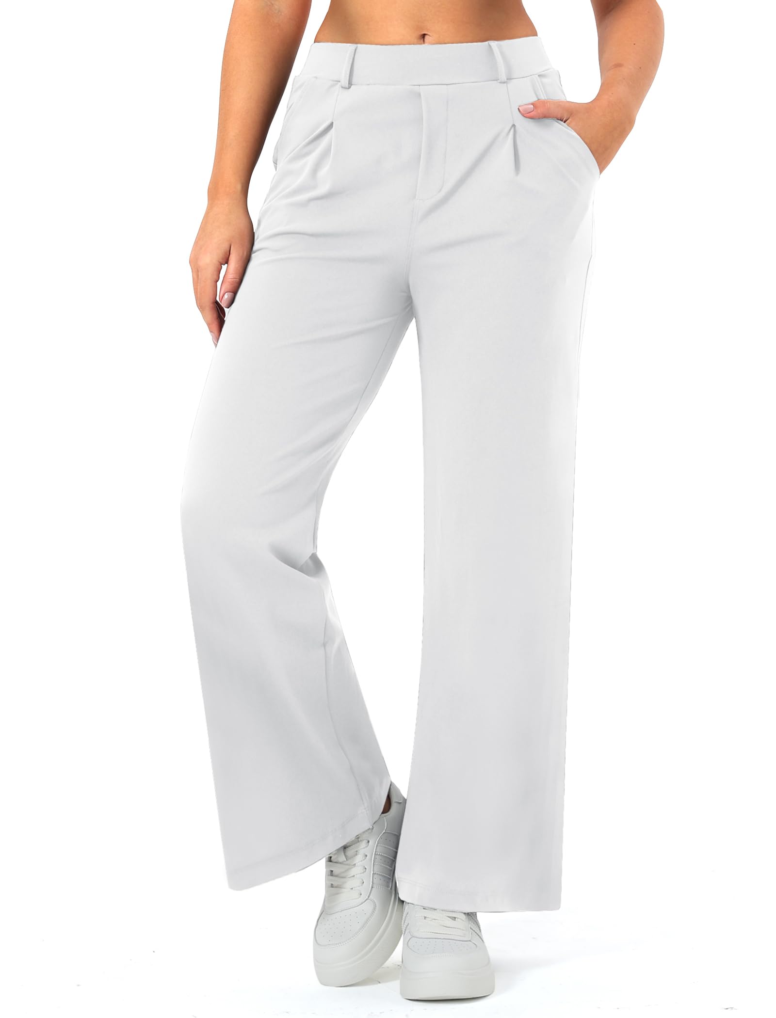 Wide Leg Work Pants for Woman Stretchy Office Slack Dress Pants Business Trousers with Pockets