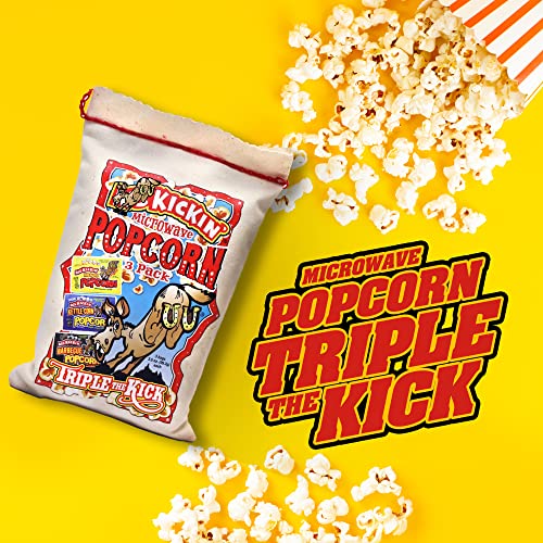 Kickin’ Premium Microwave Popcorn – Popcorn Variety Pack (3) In Canvas Bag - Ultimate Sweet And Spicy Gourmet Gift - Makes A Great Movie Theater Popcorn Or Snack Food For Movie Night #TOP5