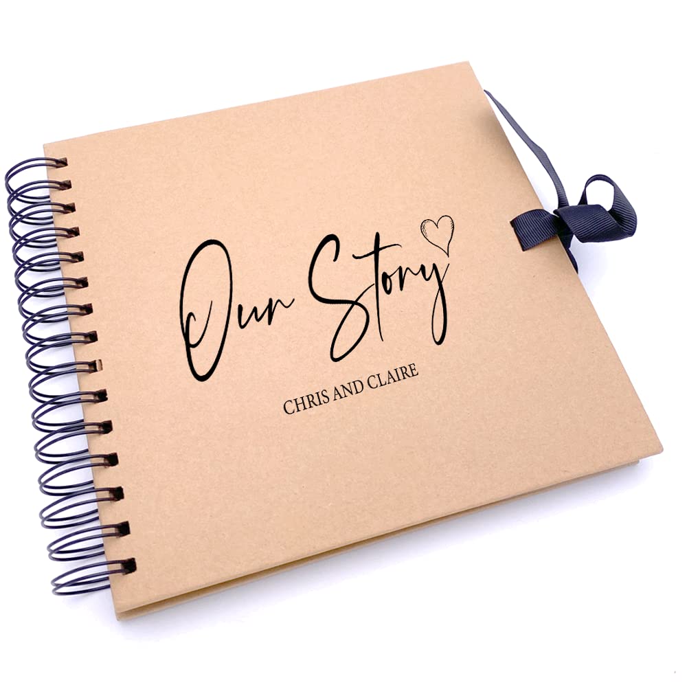 Ukgiftstoreonline White Personalised Our Story Love Brown Scrapbook Photo Album