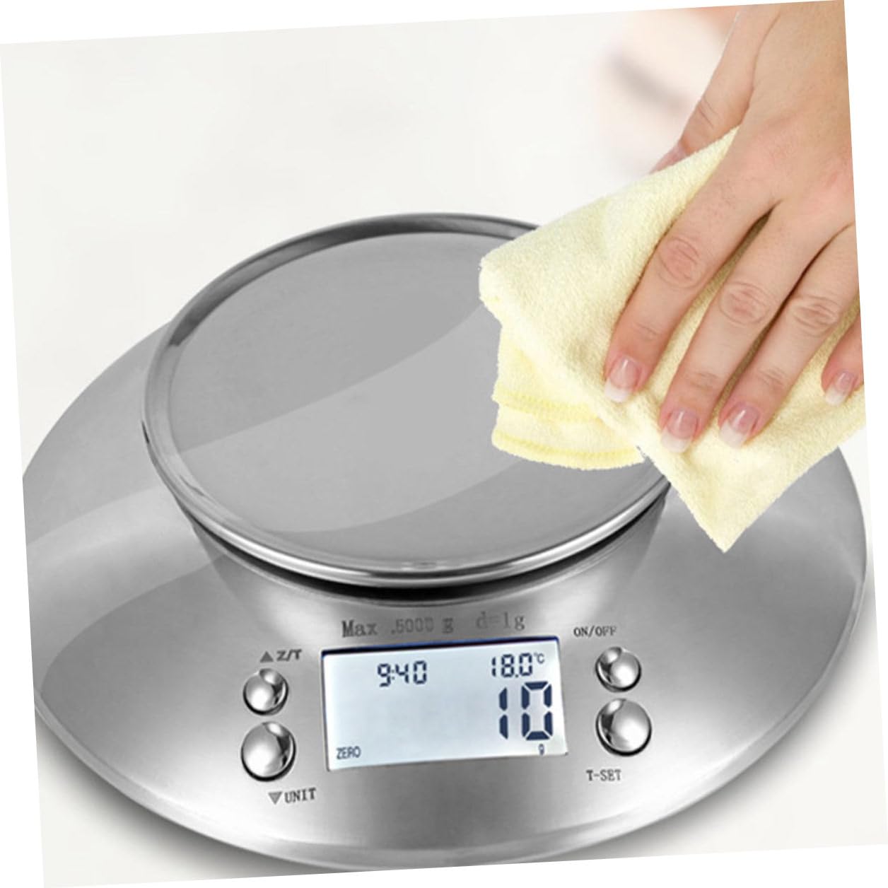 High Precision Stainless Steel Food Scale with Removable Bowl and Clock Digital Kitchen Scale for Cooking and Baking Household Use Random Color