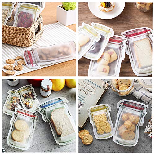 40 Pcs Reusable Mason Jar Ziplock Bags, Food Storage Fresh And Leak Proof Bags For Kitchen Camping Picnic Organizer #TOP4