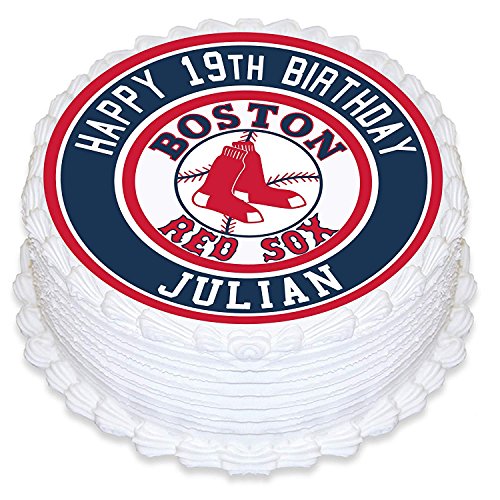 Cakecery Red Sox Baseball Edible Cake Topper Image Personalized Birthday Sheet Party Decoration Round #TOP7