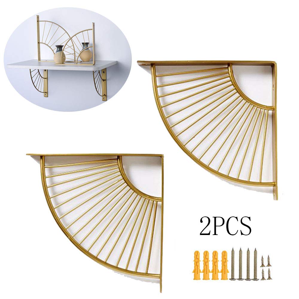 CHUDAN 2 pieces Creative decorative shelf Thicken heavy iron Shelves support wall mount triangle bracket with screw installation accessories - Easy installation