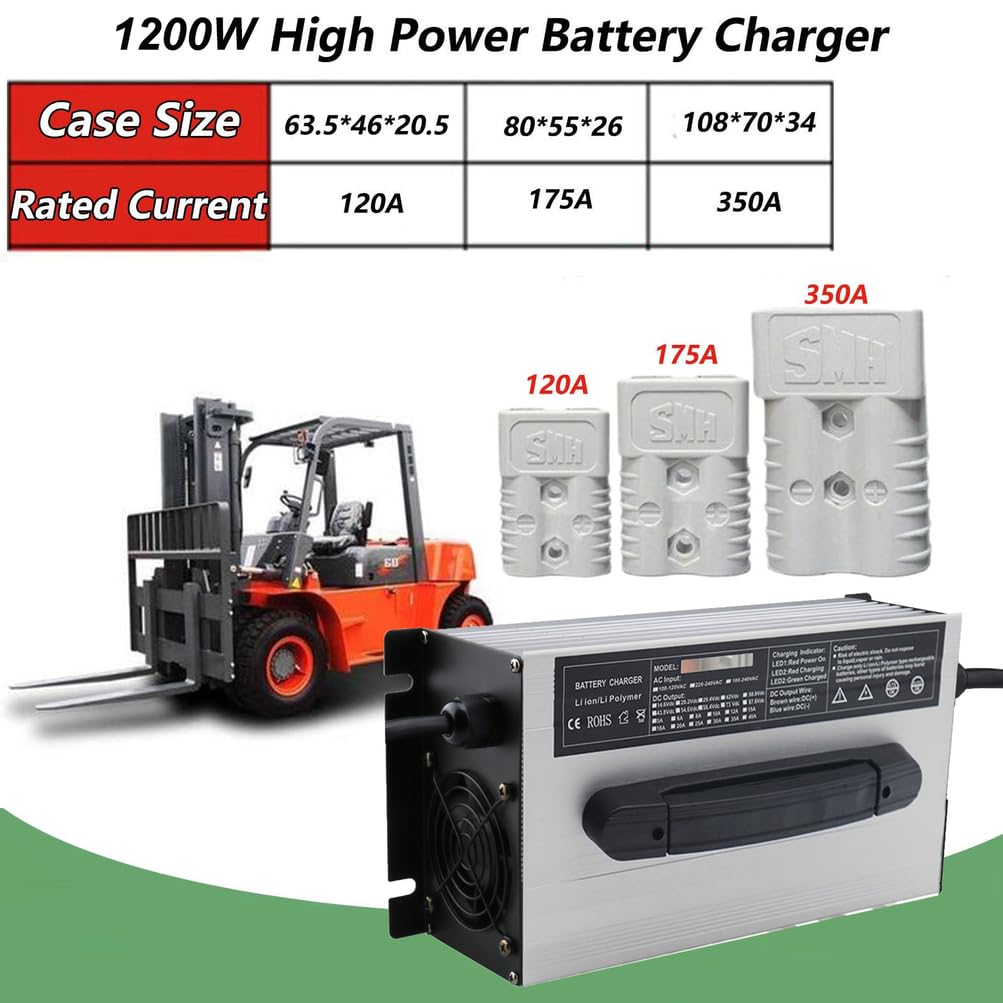 Ładowarka do akumulatorów 48 V 20 A Ładowarka do wózków widłowych 1200 W z wtykiem Anderson 120 A / 175 A / 350 A do ładowania akumulatorów kwasowo-ołowiowych,48v 20a,175A Anderson