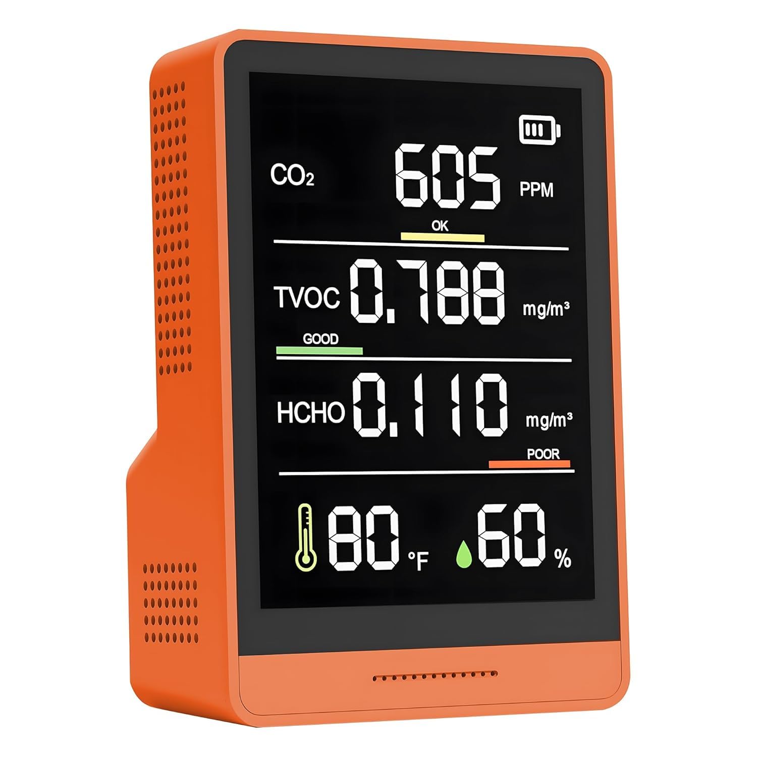 5-in-1 Professional Indoor Air Quality Monitor Indoor Portable CO2 Monitor | Temperature | Formaldehyde Detector | Humidity TVOC | Air Quality Tester