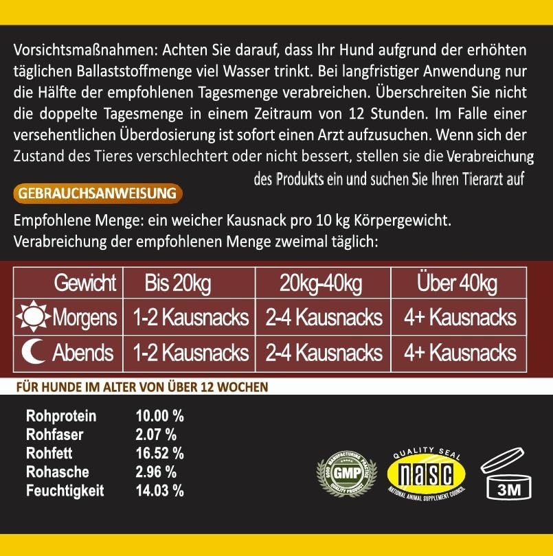 GastroBalance linderung verstopfung beim Hund – 60 weichen kausnacks abführmittel für Hunde 100% natürliche Wirkstoffe (Deutsch)