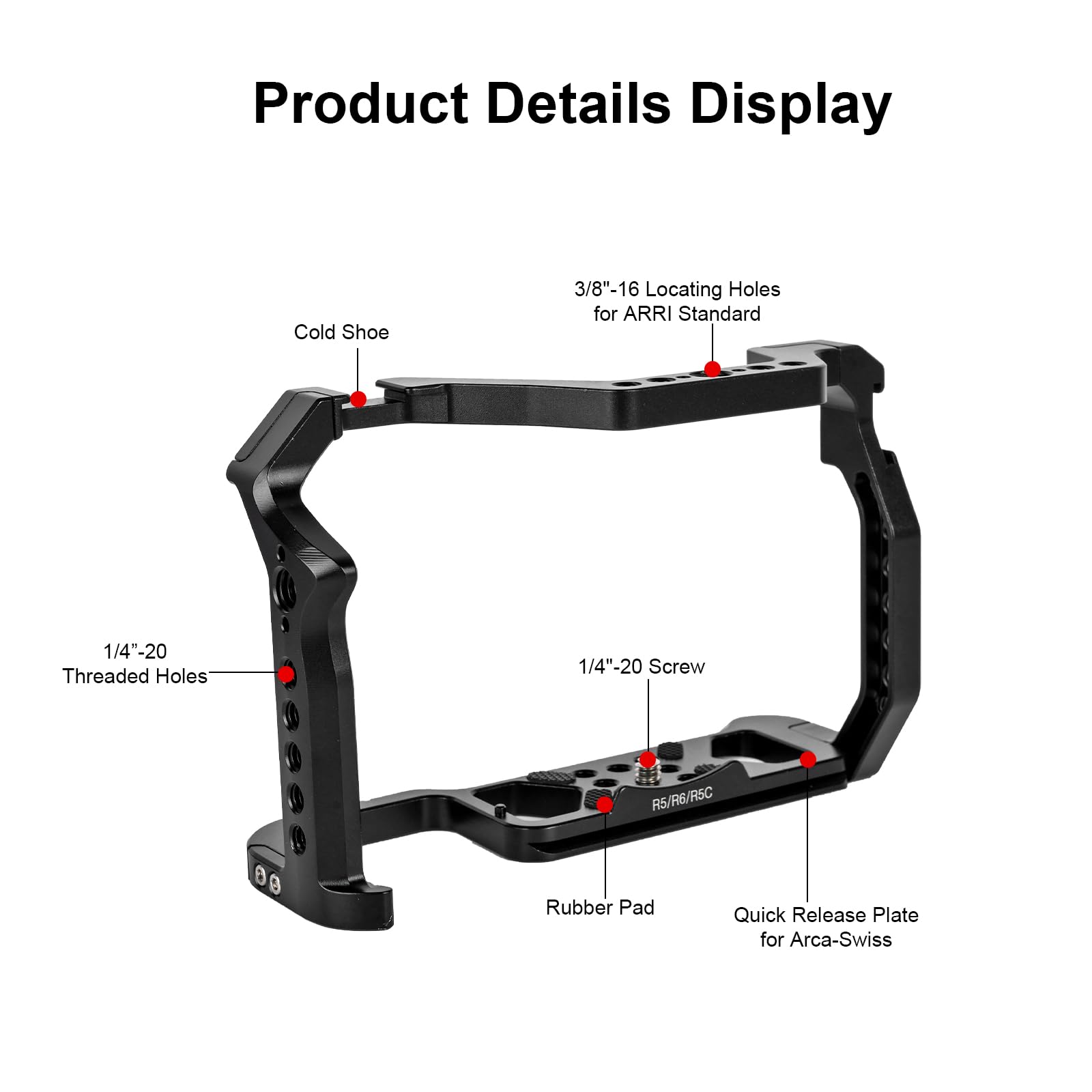 R5 ii/R5/R6/R5C/R6 ii klatka na aparat, R5 Mark ii/R6 Mark ii klatka z zimną stopką i interfejsem ARRI do EOS R5 ii/R6 Mark II/R5 Mark II/R5/R6/R5C