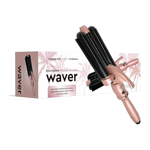 Miniatura 2 de Adagio California Onda de cerámica con infusión de turmalina control de temperatura ajustable barril triple jumbo mango de fácil agarre para