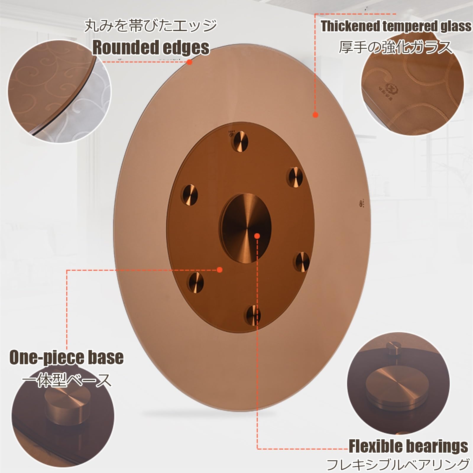 Plato Giratorio De Vidrio Templado Plato Giratorio para Servir De Mesa Giratorio Redondo Glass Lazy Susan Pantalla De Cocina Bandeja Giratoria(80cm/31.5in)