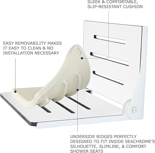 Miniatura 9 de Cojín de espuma para asiento de ducha, impermeable y antideslizante, fácil de limpiar, color blanco