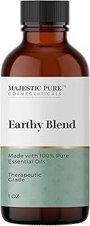 Majestic PureEarthy Essential Oil Blend | 100% Pure & Natural Premium Grade Blend for Peace of Mind | Cedarwood Himalaya, Orange, Patchouli, Tangerine | for Aromatherapy & Diffuser| 1oz