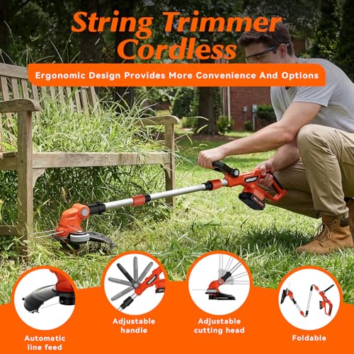 image for KOMASTY 20V Cordless String Trimmer 2 X 2.0Ah Battery Powered with Cha