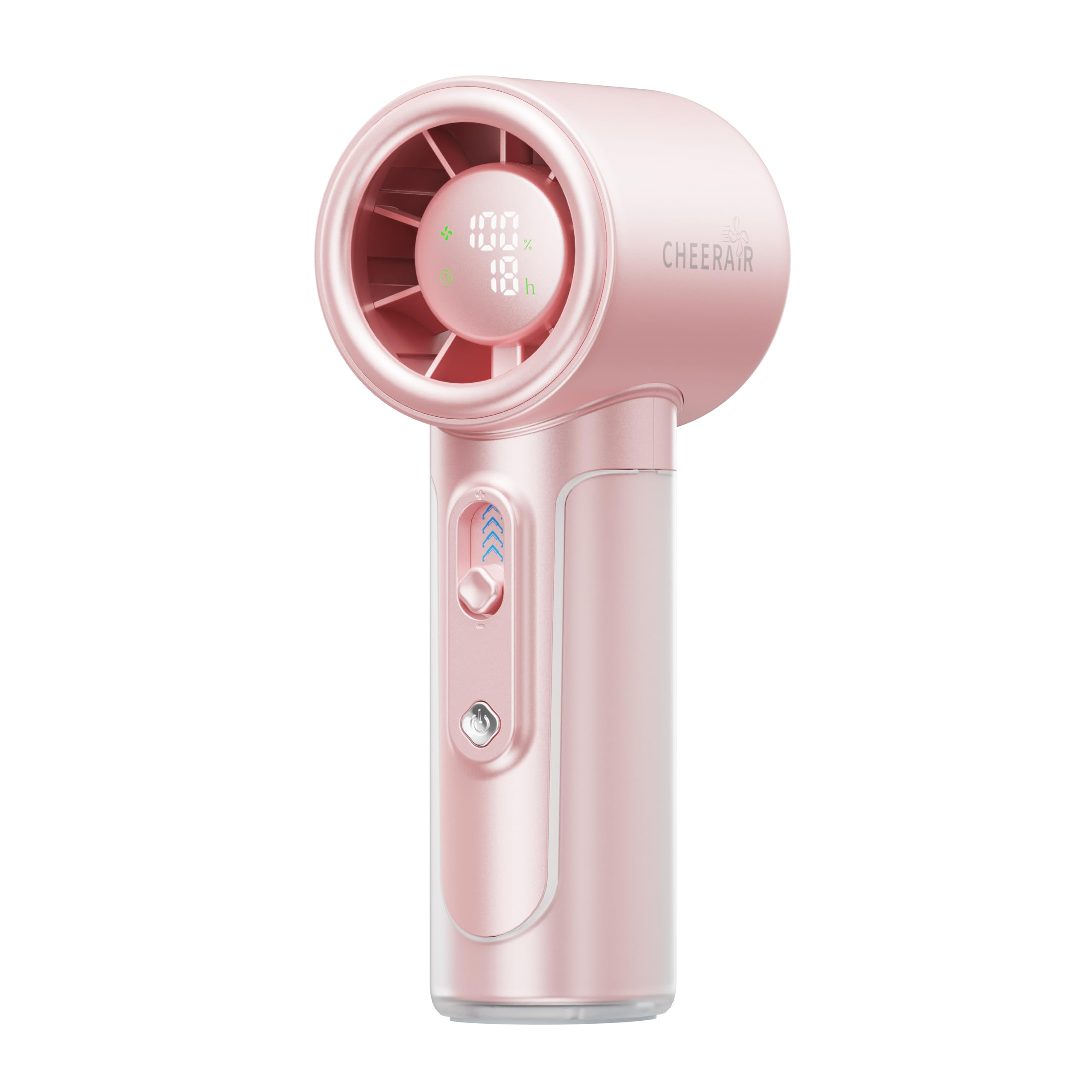 CHEERAIR Handheld Portable Fan, Adjustable Speed Powerful Mini Personal Fan, Rechargeable 5000mAh Battery Up to 18 Hours Runtime, Pocket Turbo Fan with Smart LED Display for Travel, Office, Outdoor