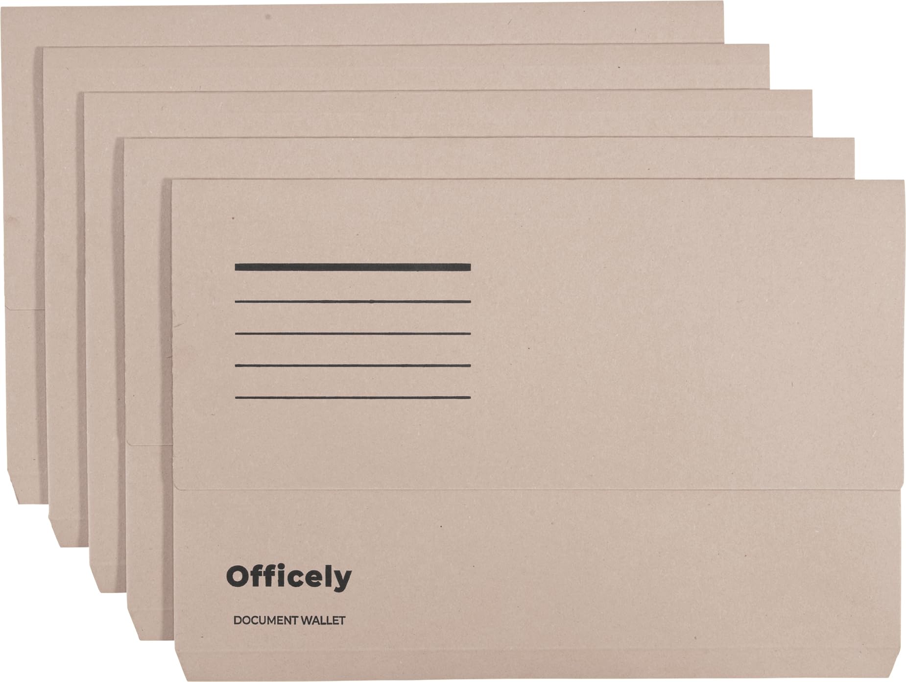 Officely Foolscap Document Wallets 285gsm - Buff (Pack of 5)