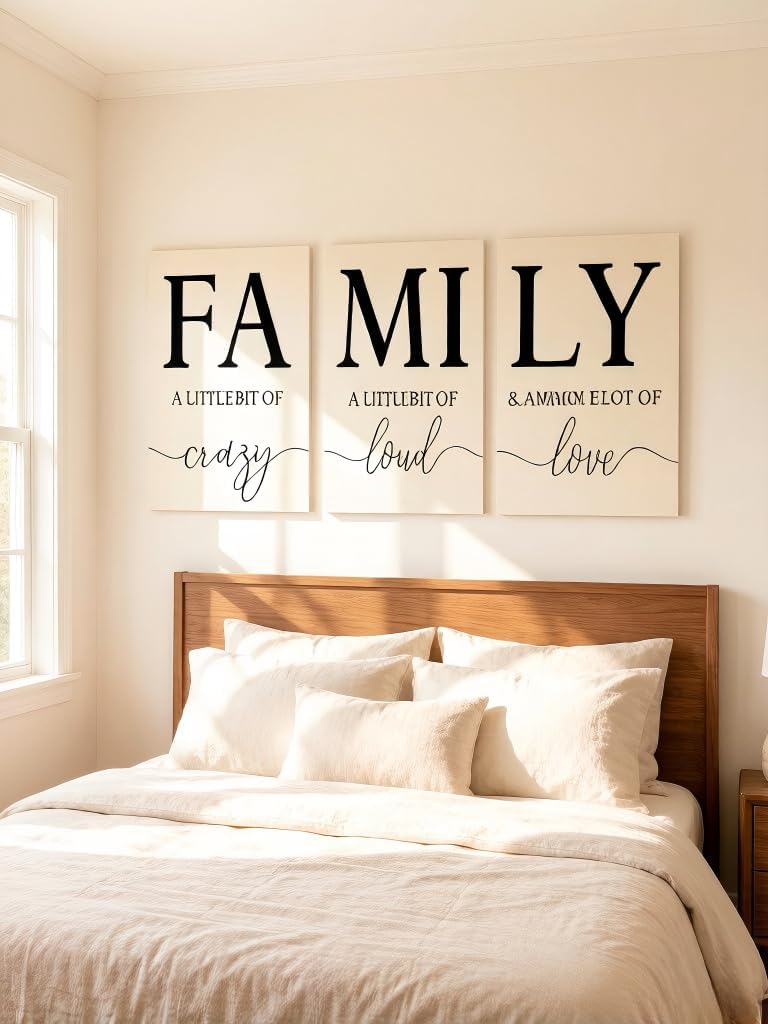 RYZopmuy Family Wall Decor, Set of 3 Black and White Framed Canvas Art image 3