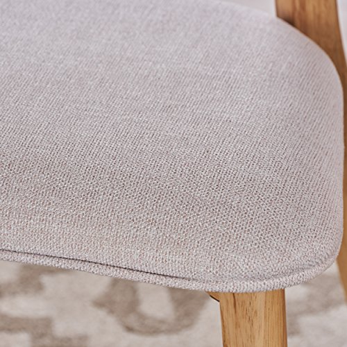 Gdfstudio Caleb Mid Century Fabric Dining Chairs With Natural Oak Finish(Set Of 2) (Light Beige) #TOP2