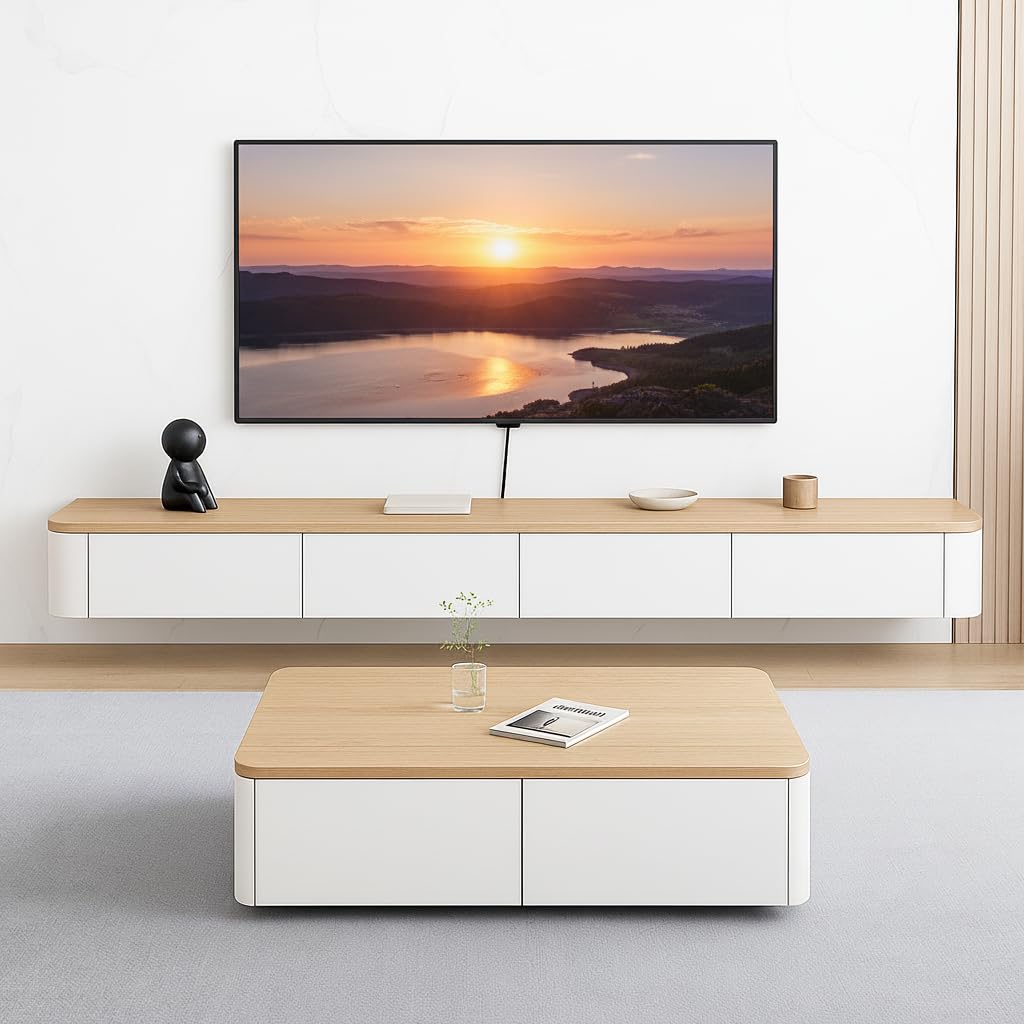 Mueble TV Suspendido, 120-240 cm, Mesa para TV Moderno Mueble para Televisor, Adecuado para La Sala De Estar Y El Dormitorio(160CM)