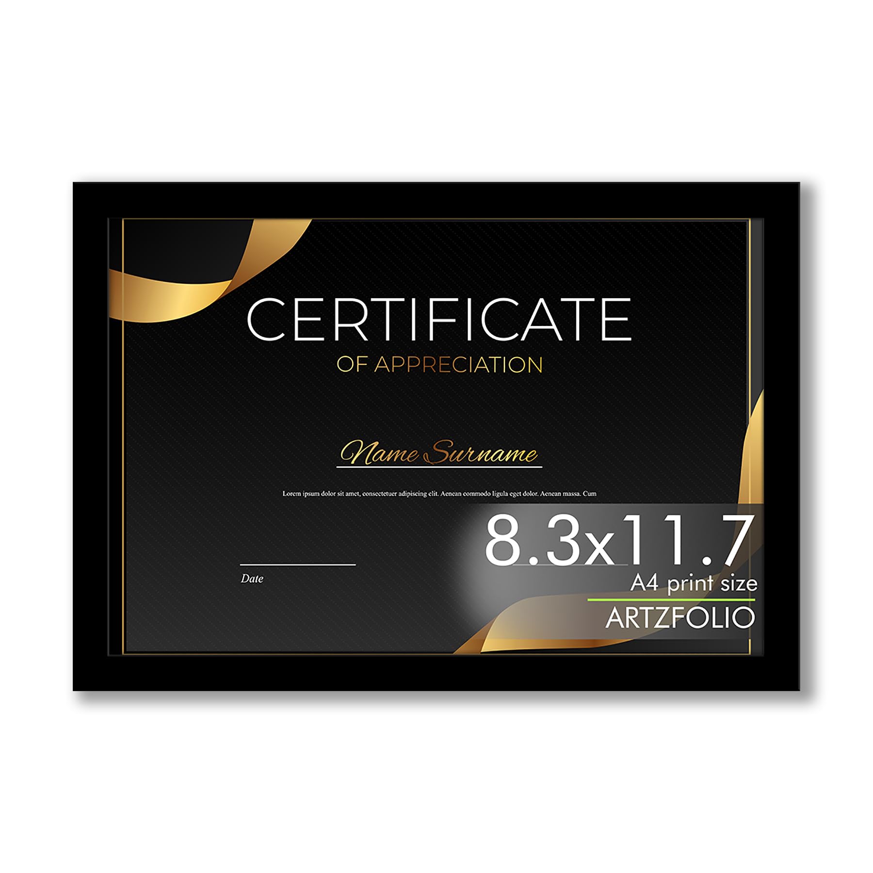 ArtzFolio Frame for Certificates D560 | Wall Photo Frame Collage for Living Room | Picture Frames Bedroom, Home & Office Decoration | Black | A4 Size | 8.3x11.7 inch (21x30 cms)