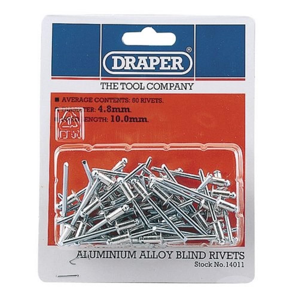 Draper 14011 Blind Rivets, 4.8mm x 10mm, Blue, Pack of 50