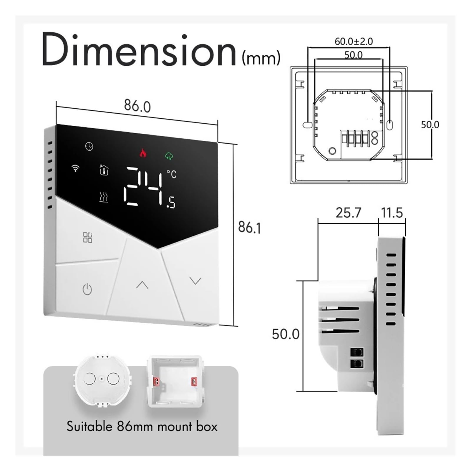 Inteligentny termostat, Termostat Tuya Smart Home Life regulator temperatury Ciepła podłoga Ogrzewanie elektryczne Kocioł gazowy podłogowy z czujnikiem(TGP55W,WP(5A))