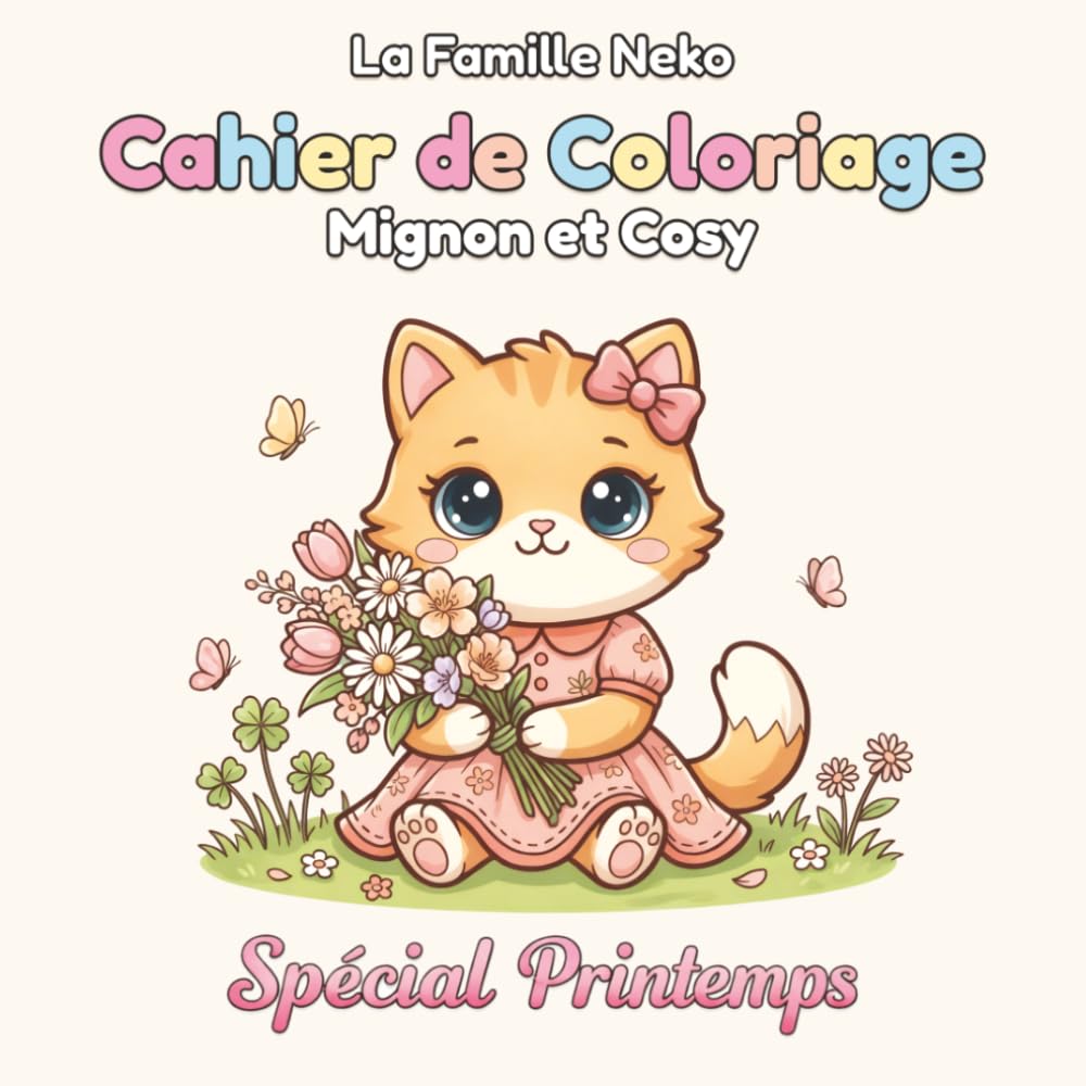 La famille Neko – Cahier de coloriage Mignon et Cosy - Spécial Printemps: Livre de coloriage kawaii et anti stress — Pour adultes et enfants