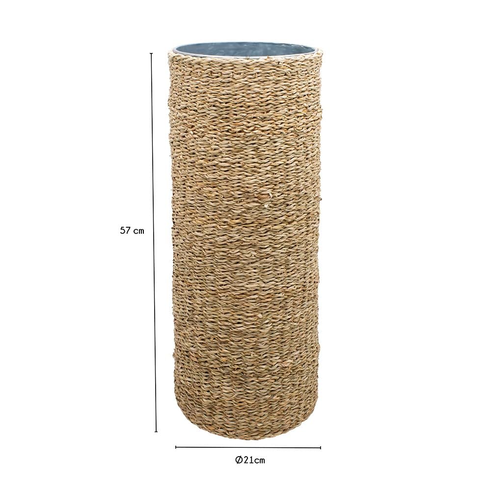 Porte Parapluie 21 x 21 x 57 cm Jonc de Mer Métal Rangement Parapluie Naturel