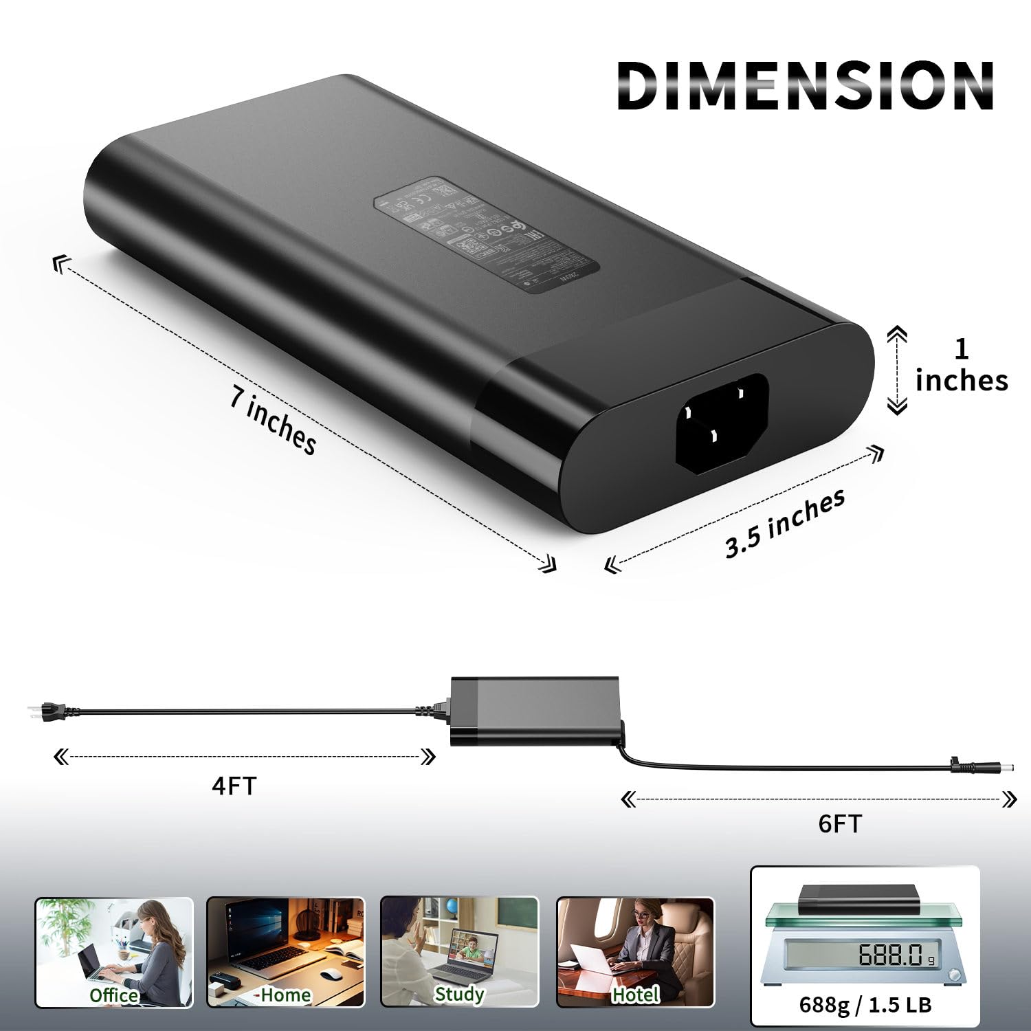 Alimentatore AC per Notebook da 280W 20V 14A Compatibile con HP Z2 Mini G9 G5 G4 G3 Thunderbolt Dock 280W G4 M52952-001 M52947-003 TPN-DA25 L00458-002 TPC-CA61