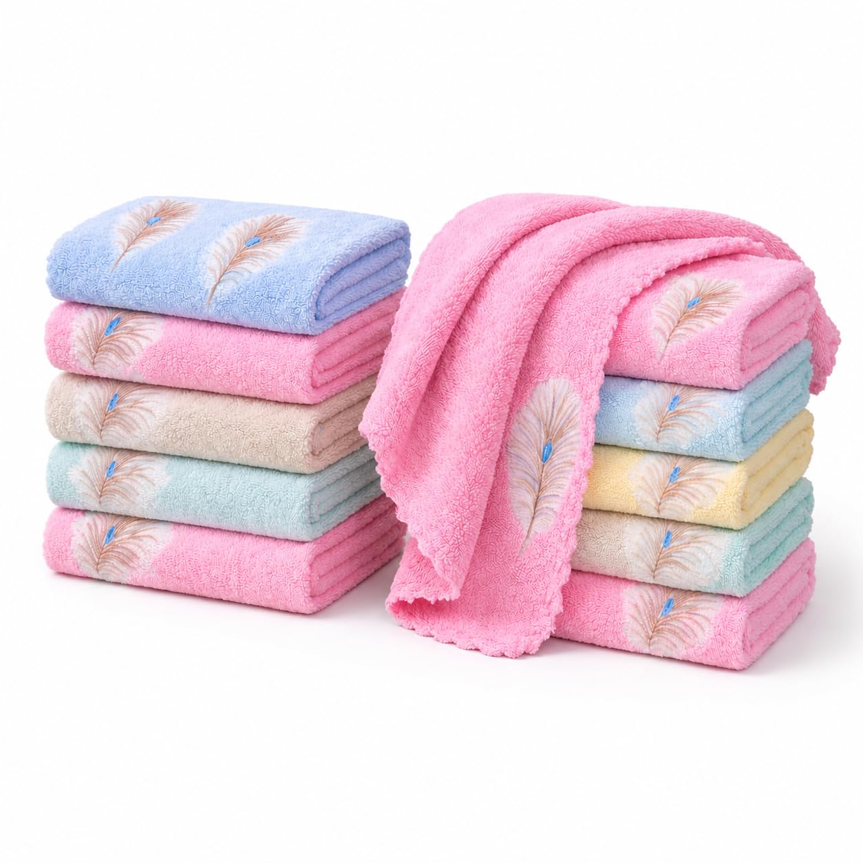 Face Towel/Handkerchief/Rumal/Hankey Microfiber Small Size Soft and Super Absorbent Leaf Face Towels for Women Kids and Newborn Babies - Set of 12, 25x25 CM (Multicolor)-image-17