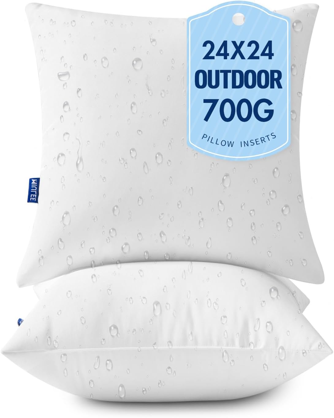MIULEE 24x24 Outdoor Pillows,Set of 2 Throw Pillows Waterproof,Soft Support Throw Inserts Decorative Water Resistant for Patio Furniture and Garden