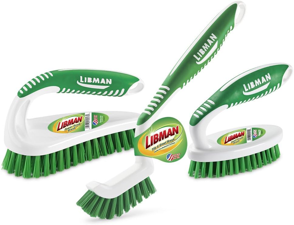 Libman 3-Piece Heavy Duty Scrub Brush Kit for Tile and Grout