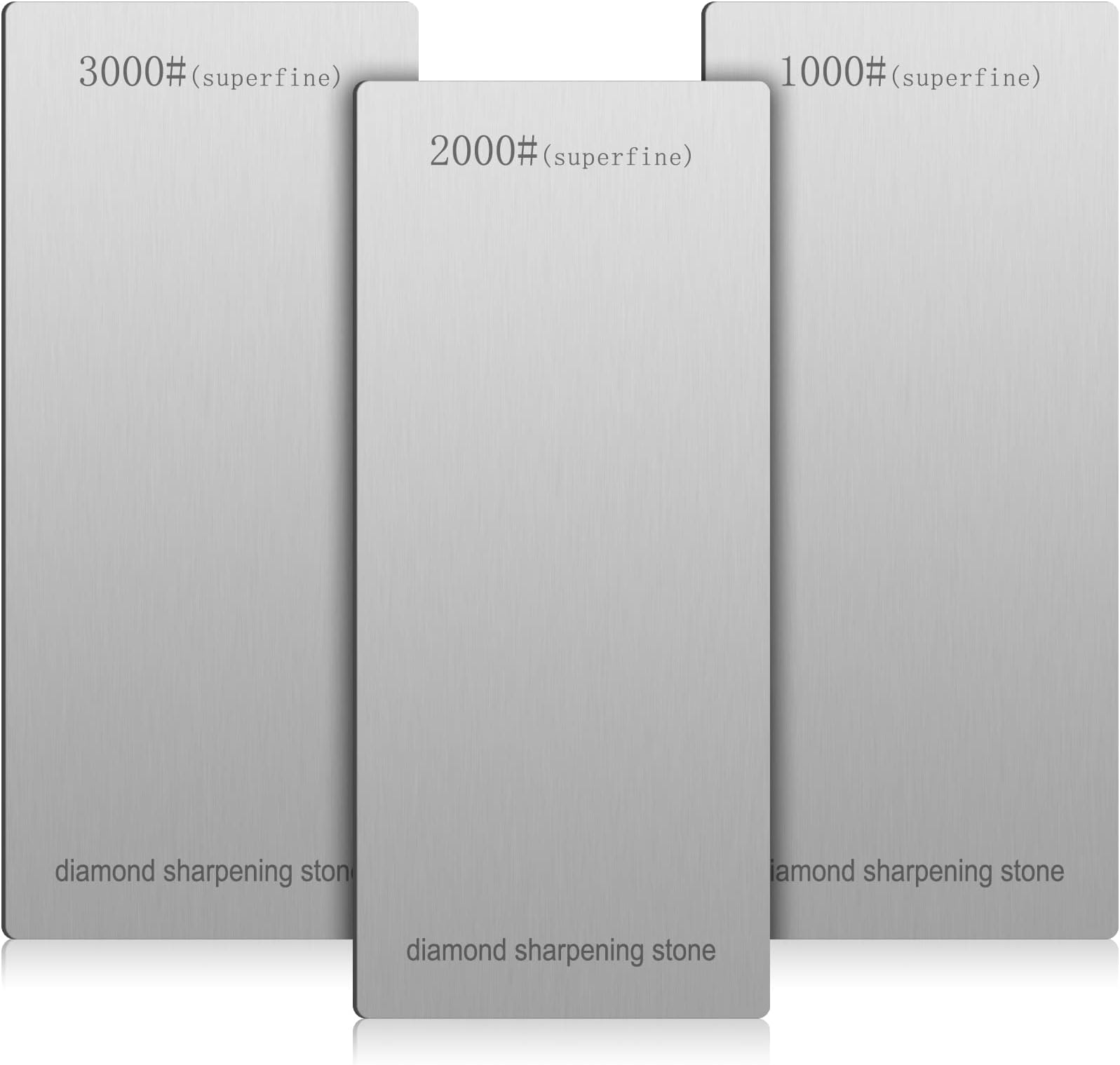 3 Pieces Diamond Sharpening Stone Diamond Knife Sharpener Plate Honing Whetstone for Kitchen Sharpening Dull, Blunt or Tired Edges (1000/2000/ 3000 Grit)