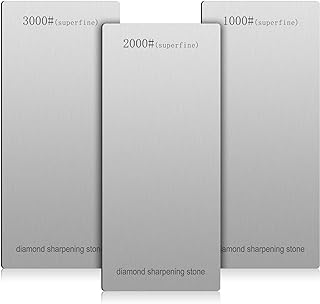 3 Pieces Diamond Sharpening Stone Grit 1000/ 2000/ 3000 Diamond Knife Sharpener Plate Honing Whetstone for Kitchen Sharpening Dull, Blunt or Tired Edges