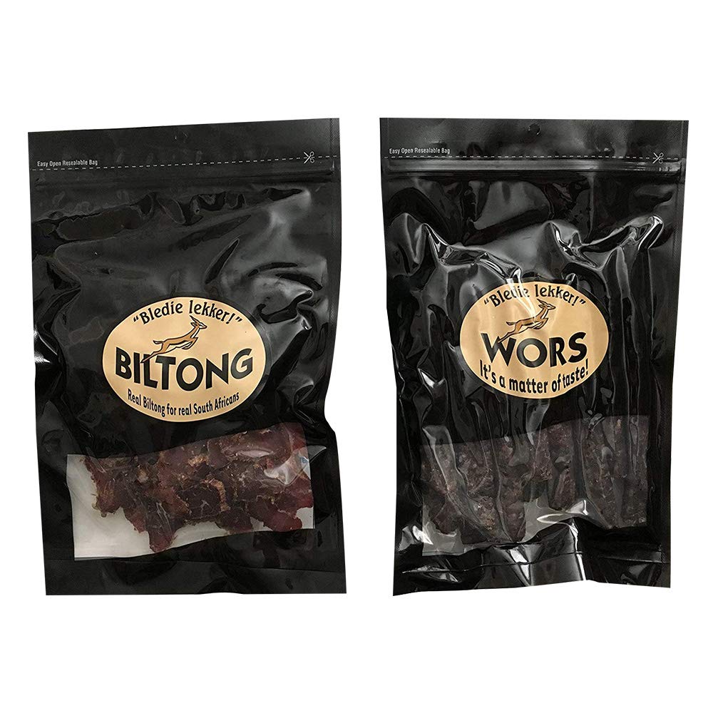 Bledie Lekker Beef Biltong Sliced and Droewors (Dried Sausage) Bundle - 2 x 8oz