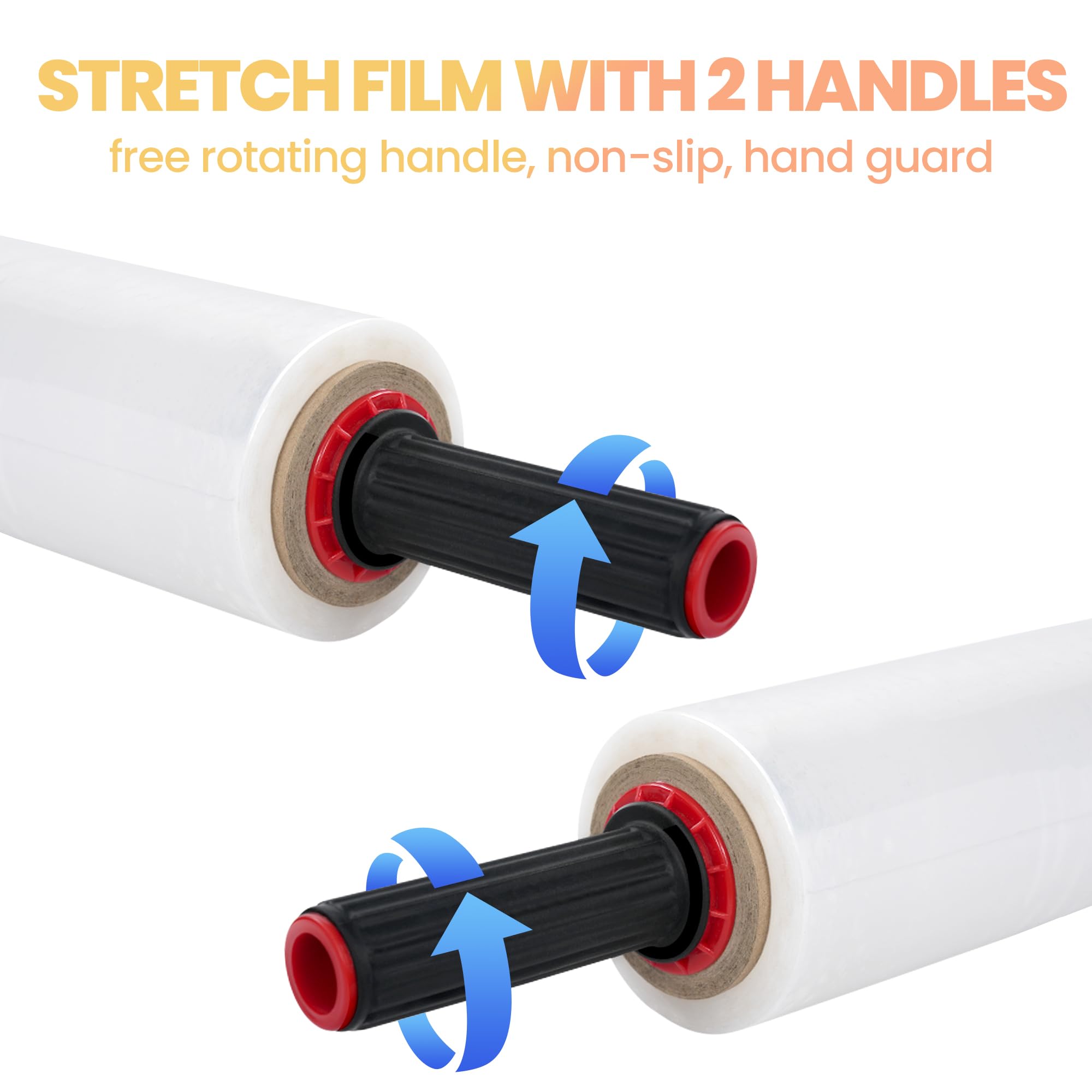 TAPEBEAR Film Transparent Emballer Avec Poignée 38cm x 305M, Film Étirable pour Déménagements, Film Adhésif Protecteur, Film d'emballage pour Couvrir Les Meubles, Cartons de Déménagement et Objets