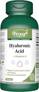 Hyaluronic Acid 75mg with Vitamin C 60 Capsules Supplement for Skin and Joints Alternative to Serum (1 Bottle)
