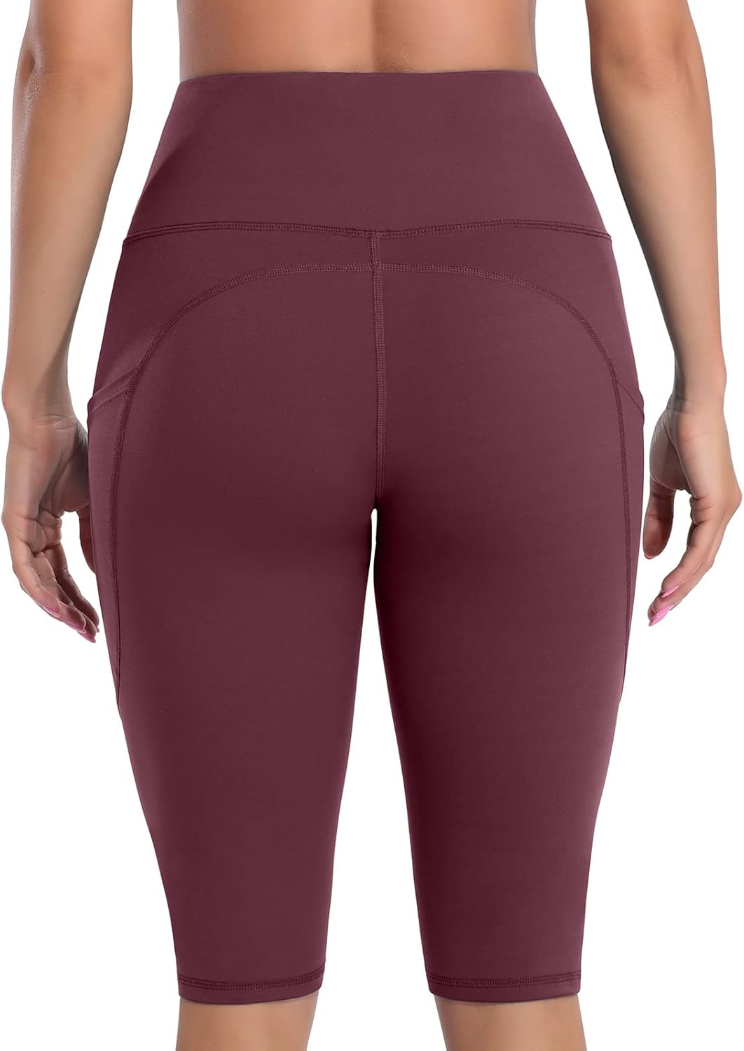 SOCIALA Womens High Waist Biker Shorts with Pockets 12" Workout Running Short - Image 8