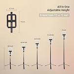 NEEWER Basics 10W Selfie Light with Tripod Stand, 1200mAh LED Square Ring Lighting, 72" Selfie Stick Phone Holder Compatible with iPhone, CRI90 3 Modes Remote for Travel Vlog Video Recording, NL100B