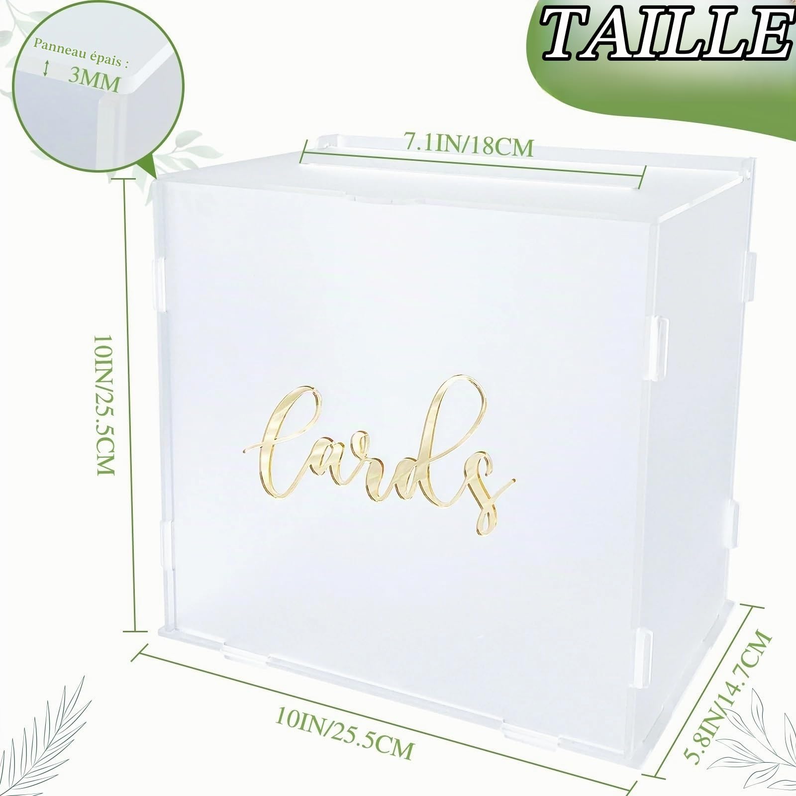 Urne Mariage Boîte à Cartes de Mariage en Acrylique givré, Grande boîte à Cartes Cadeaux for réception de Mariage, fête de Remise de diplôme