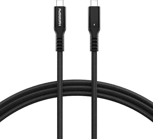 HYairspy 40Gbps Thunderbolt 4 Cable 3.3ft USB C to USB C Cable, 240W(5A) Charging Cord, Braided Type C Cable Compatible for Dual 8K/4K Display, USB4, SSD, eGPU, Mac Studio/mini, iPhone