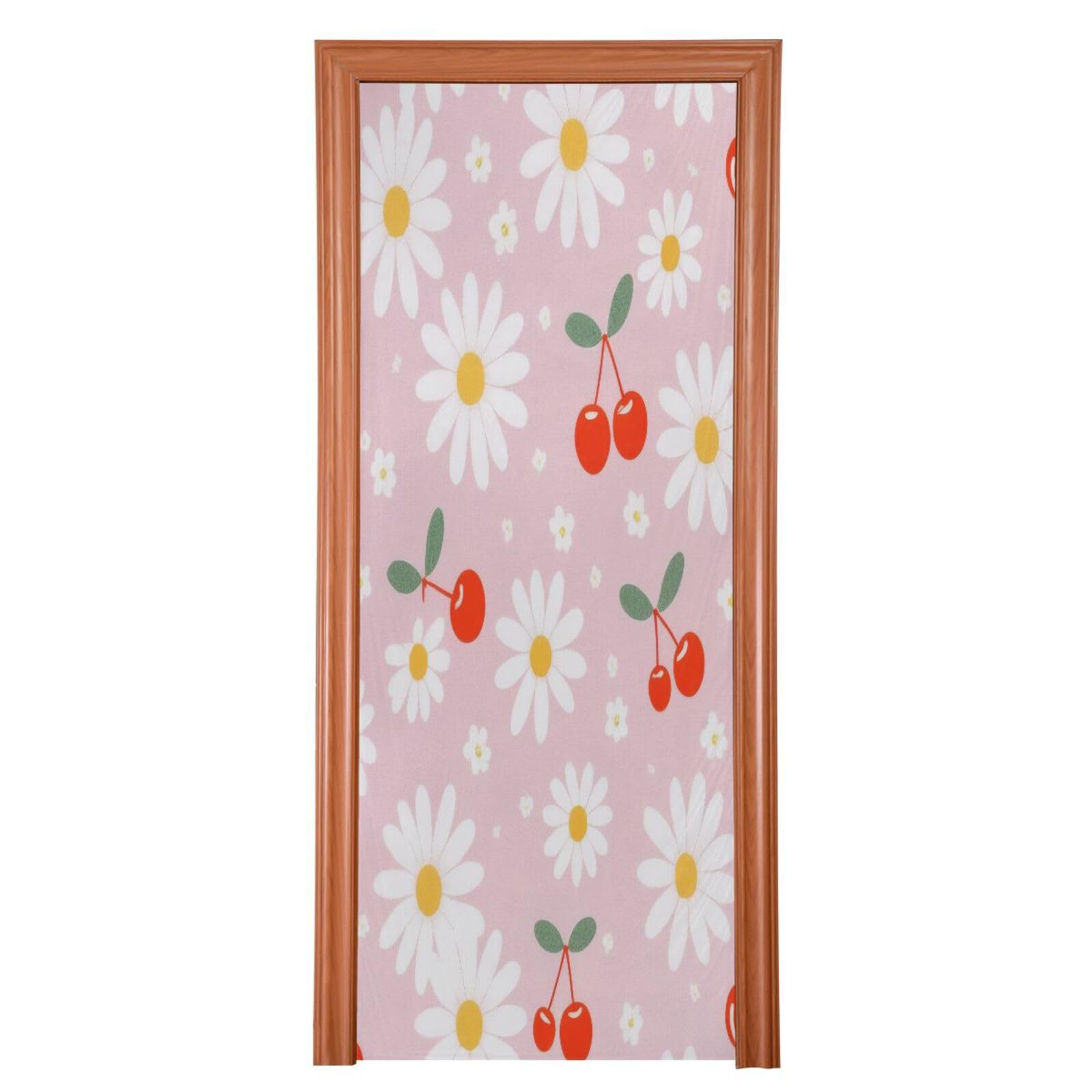 FLildon Cherries and Daisies Floral Door Cover Decoration, Party Accessory Porch Decor for Festive Ornament Room Door Covers 32 x 79 Inch