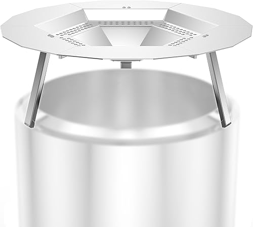 Deflector de Calor para Solo Stove Bonfire 19.5", Difusor de Calor Portátil de Acero Inoxidable 304 con Mango y Accesorio de Pata para Hoguera que