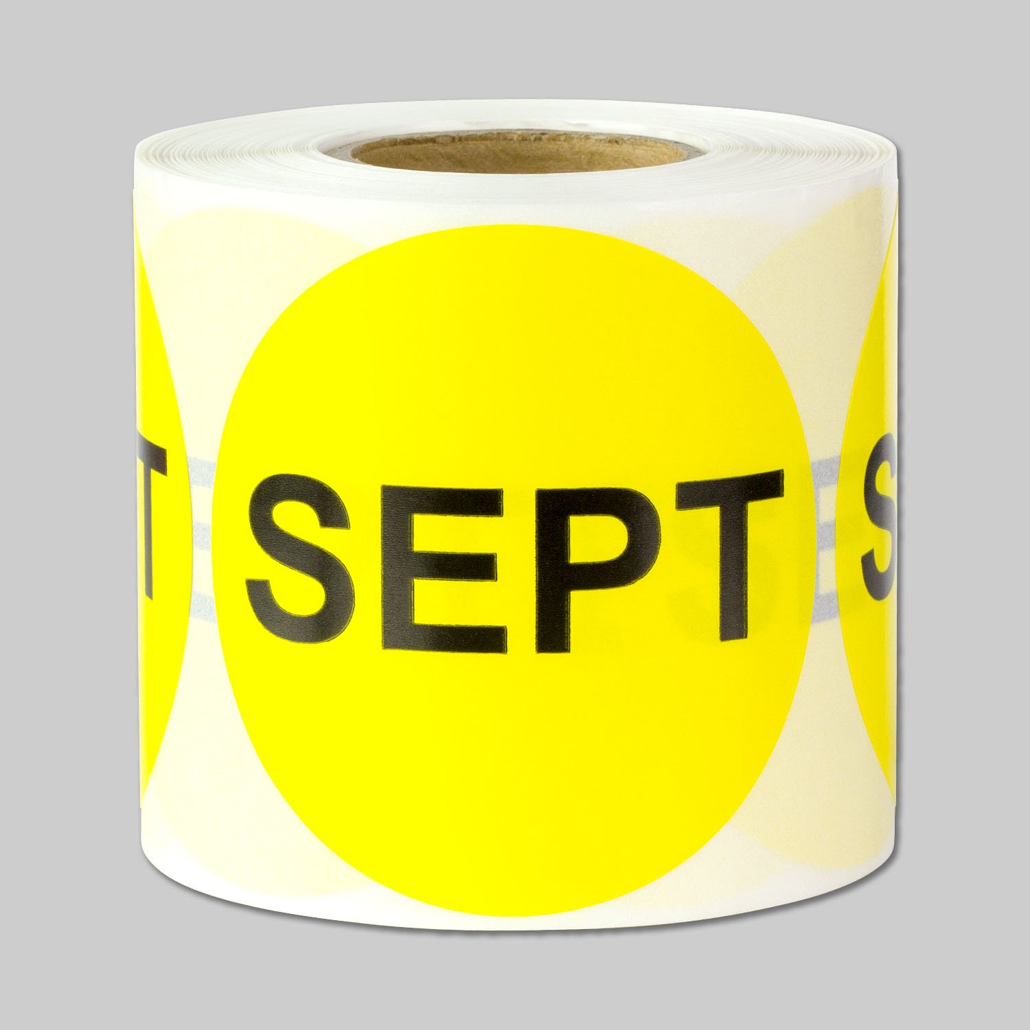 600 Labels - Month of The Year Labels: September Labels - 2 inch Cirlce Dot, Yellow, September Month Stickers - Pressure Sensitive Labels