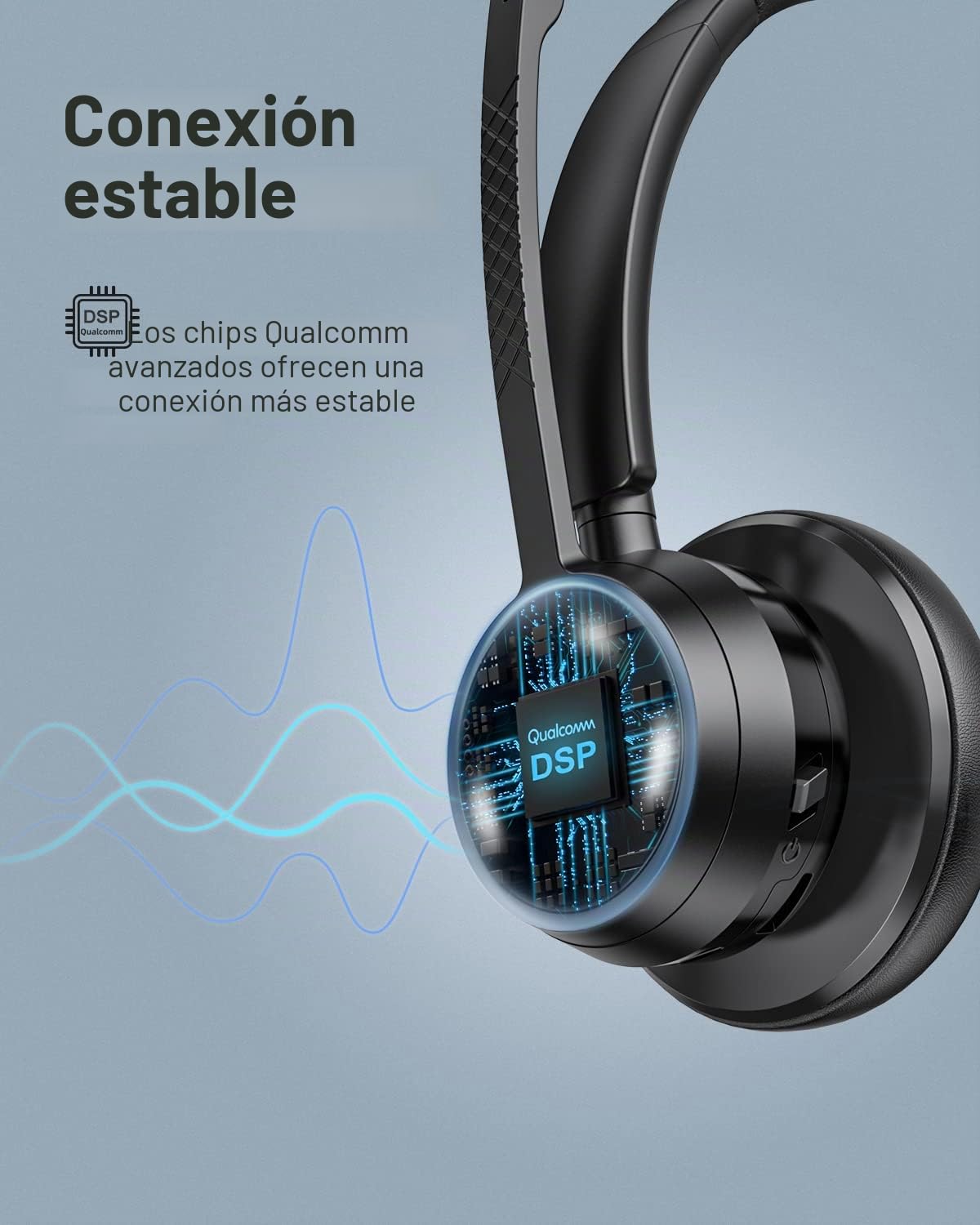 Link Dream Auriculares Inalambricos Bluetooth con Microfono, Cascos con Microfono Auriculares Inalambricos Cancelación de Ruido y Mic Mute con Adaptador USB para Call Center, Oficina, Skype