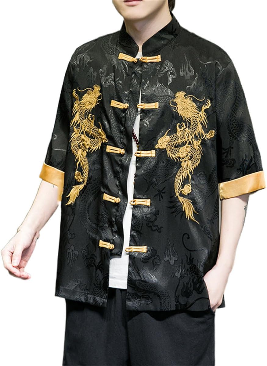 Men's Shirt Summer Chinese Embroidered Vintage Lightweight Jacket