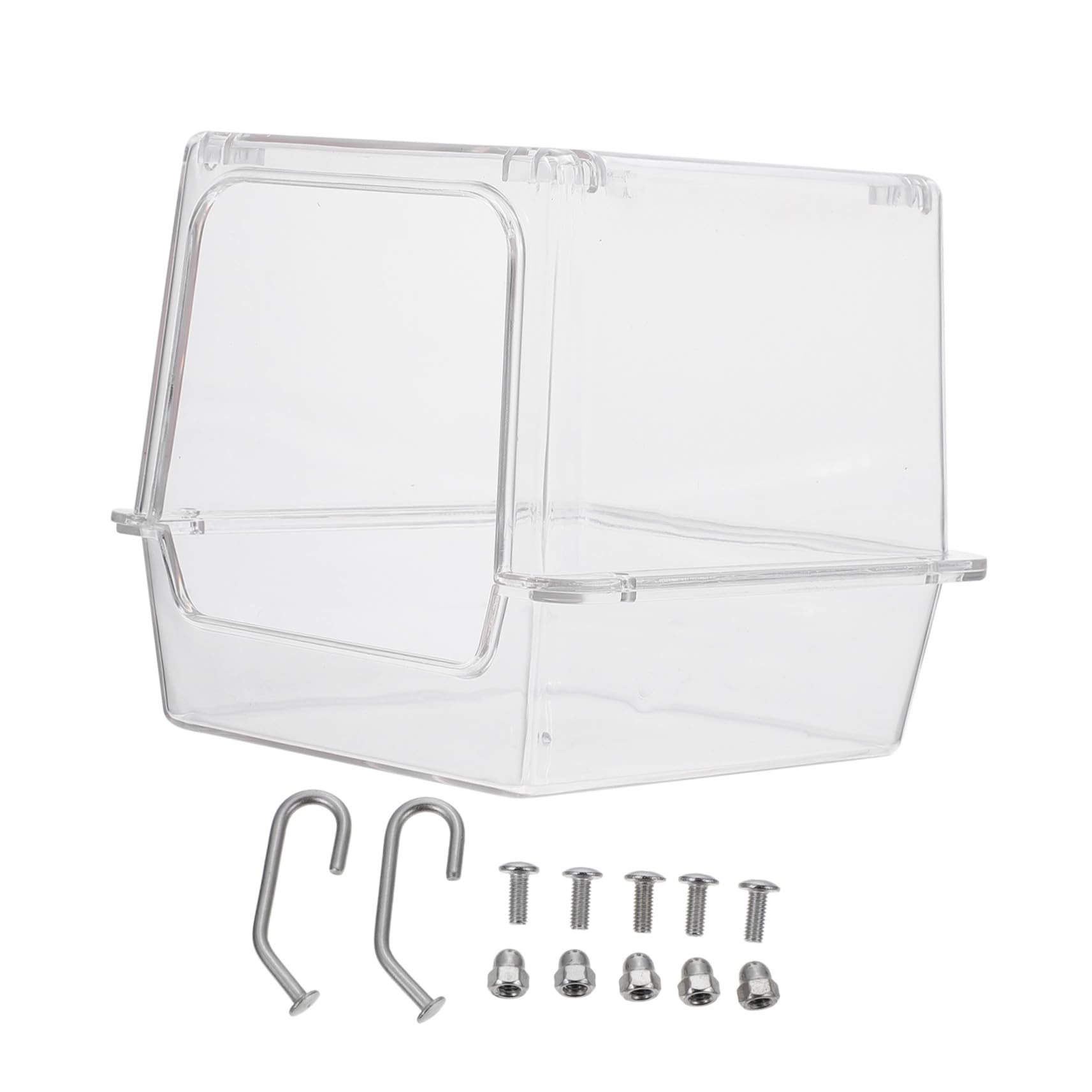 Vasca da Bagno per Pappagalli Sospesa in Plastica Resistente, Box Doccia per Uccelli da Gabbia, Accessorio per Pulizia e Idratazione Piumaggio, Adatta a Piccoli Volatili